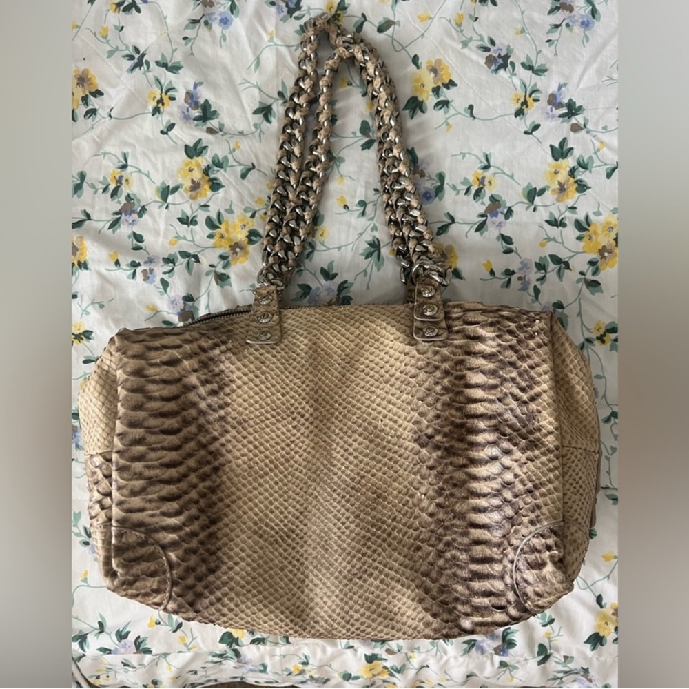 Henri Bendel Tan and Brown Shoulder Bag with Chain Strap
